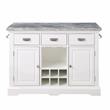 Pemberly Row Contemporary Wood White Kitchen Island 3-Piece Set