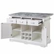 Pemberly Row Contemporary Wood White Kitchen Island 3-Piece Set