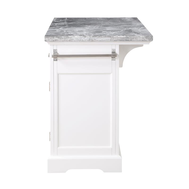 Pemberly Row Contemporary Wood White Kitchen Island 3-Piece Set
