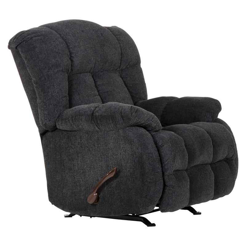 Pemberly Row Rocker Recliner in Slate Gray Polyester Chenile Fabric