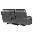 Pemberly Row Gray Faux Leather Manual Glider Recliner Loveseat