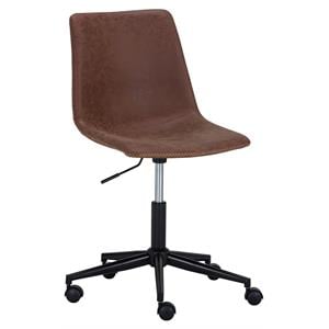 Pemberly Row 16-21&quot Mid-Century Faux Leather Office Chair in Antique Brown