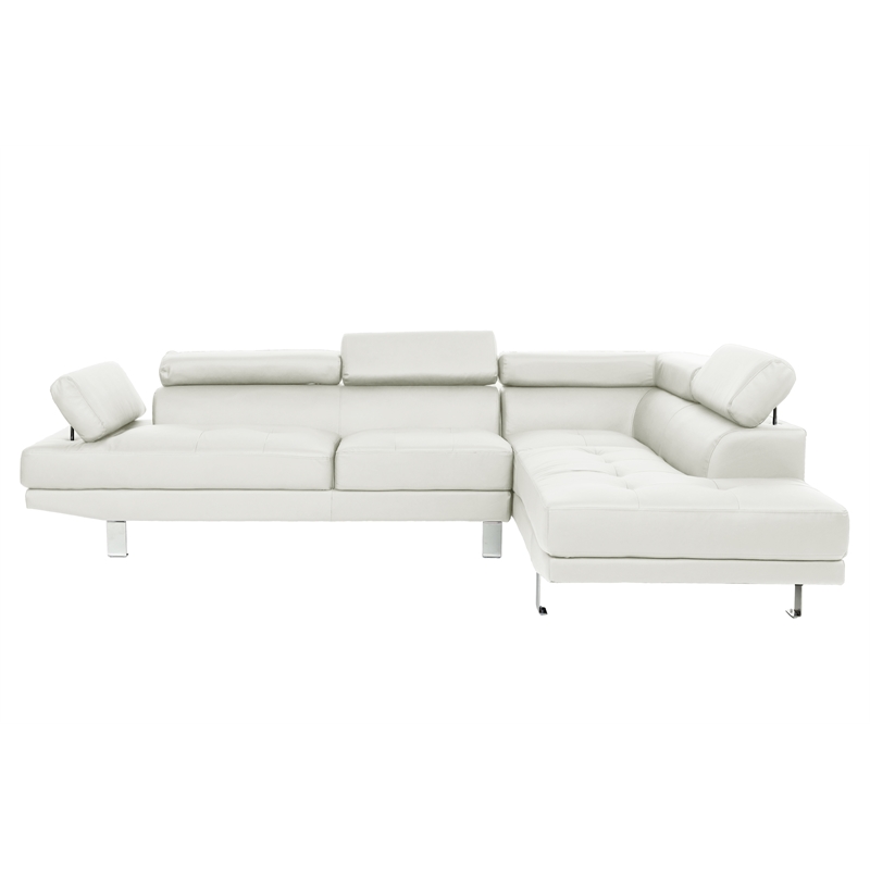 Pemberly Row 2 Piece Faux Leather Sectional Sofa Set in White
