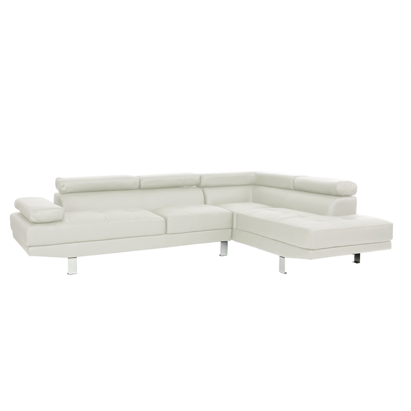 Pemberly Row 2 Piece Faux Leather Sectional Sofa Set in White