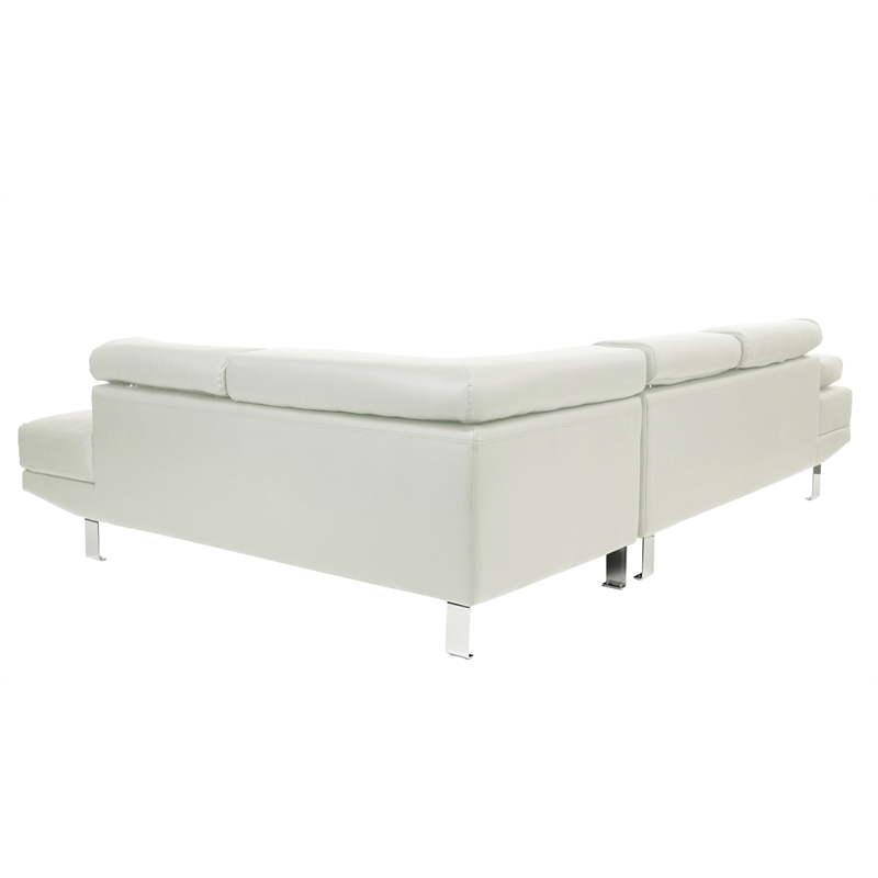 Pemberly Row 2 Piece Faux Leather Sectional Sofa Set in White