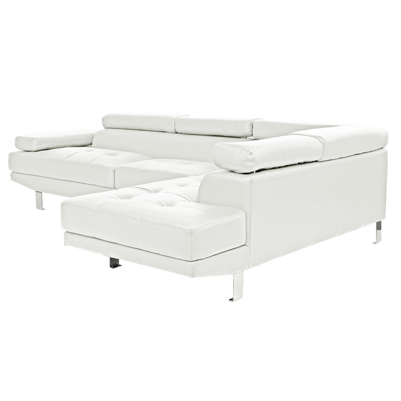 Pemberly Row 2 Piece Faux Leather Sectional Sofa Set in White
