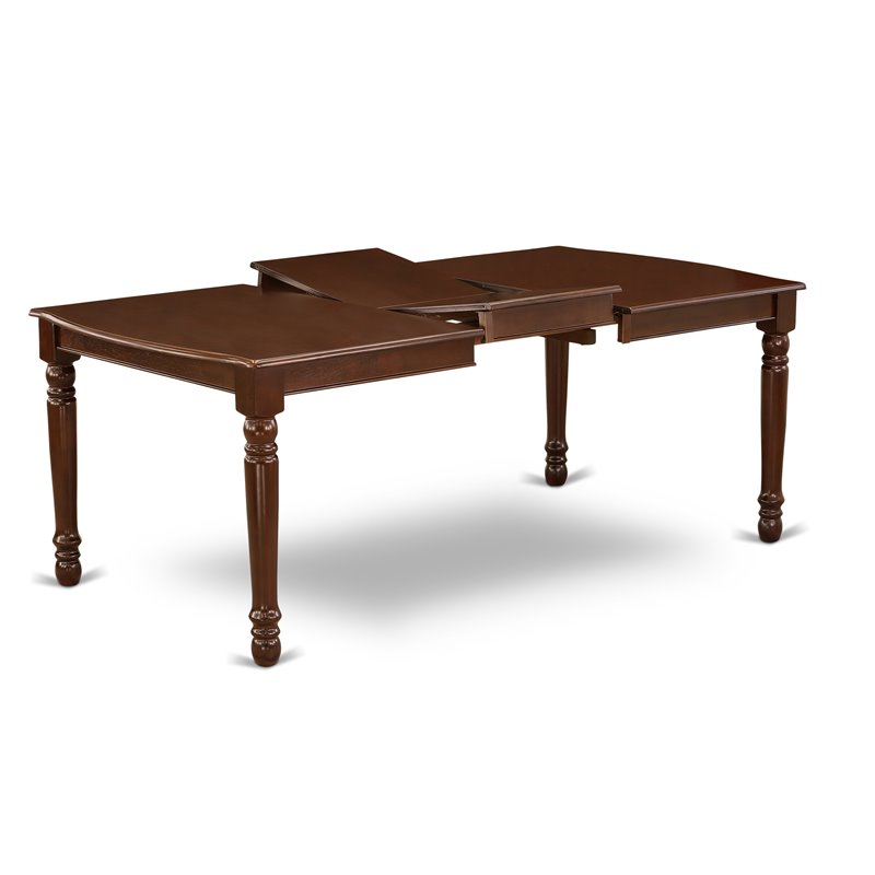 Pemberly Row Contemporary Wood Butterfly Leaf Dining Table in Mahogany