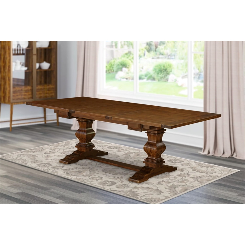 Pemberly Row Contemporary Rectangular Wood Dining Table in Walnut
