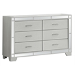 Pemberly Row Contemporary  6 Drawer Dresser Silver Champagne