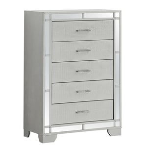Pemberly Row Contemporary Wood 5 Drawer Chest Silver Champagne