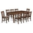 Pemberly Row 9-piece Wood Dining Set w/ Fabric Chairs in Mahogany