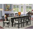 Pemberly Row 9-piece Wood Dining Set with Linen Seat in Black