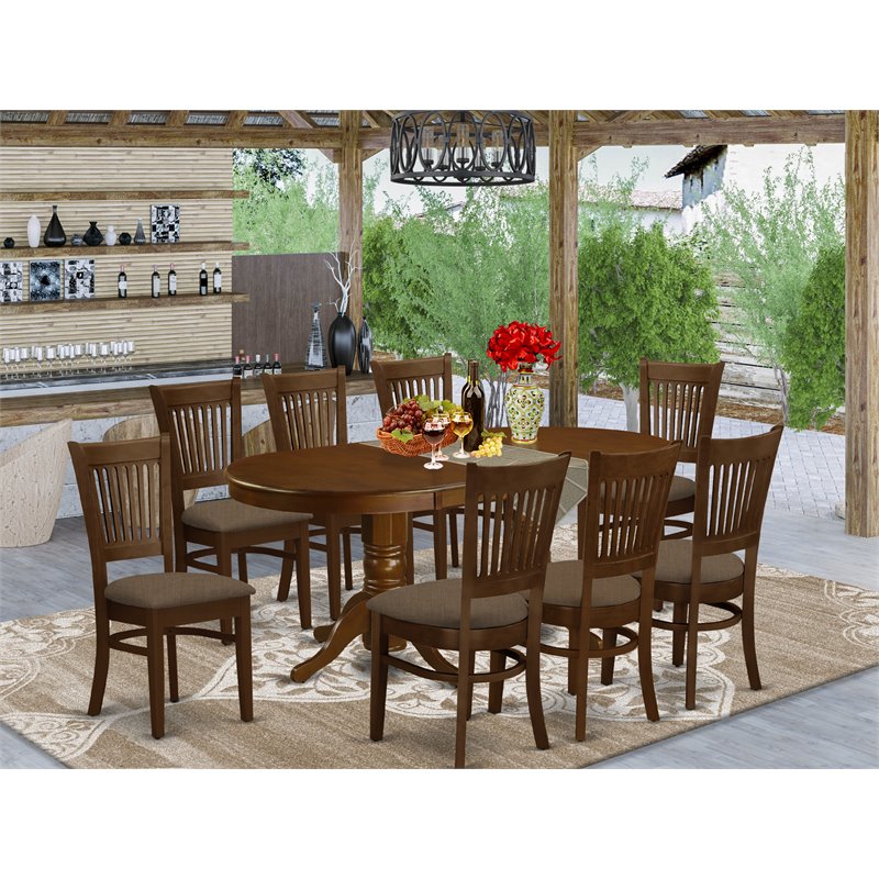 Pemberly Row Contemporary 9-piece Wood Dining Table Set in Espresso