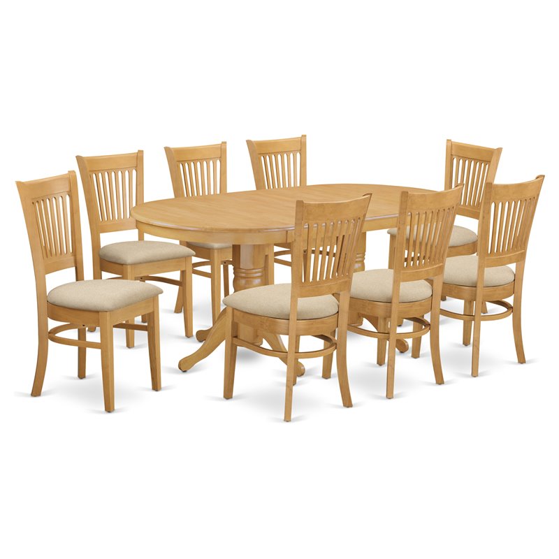 Pemberly Row Contemporary 9-piece Wood Dining Table and Chairs in Oak