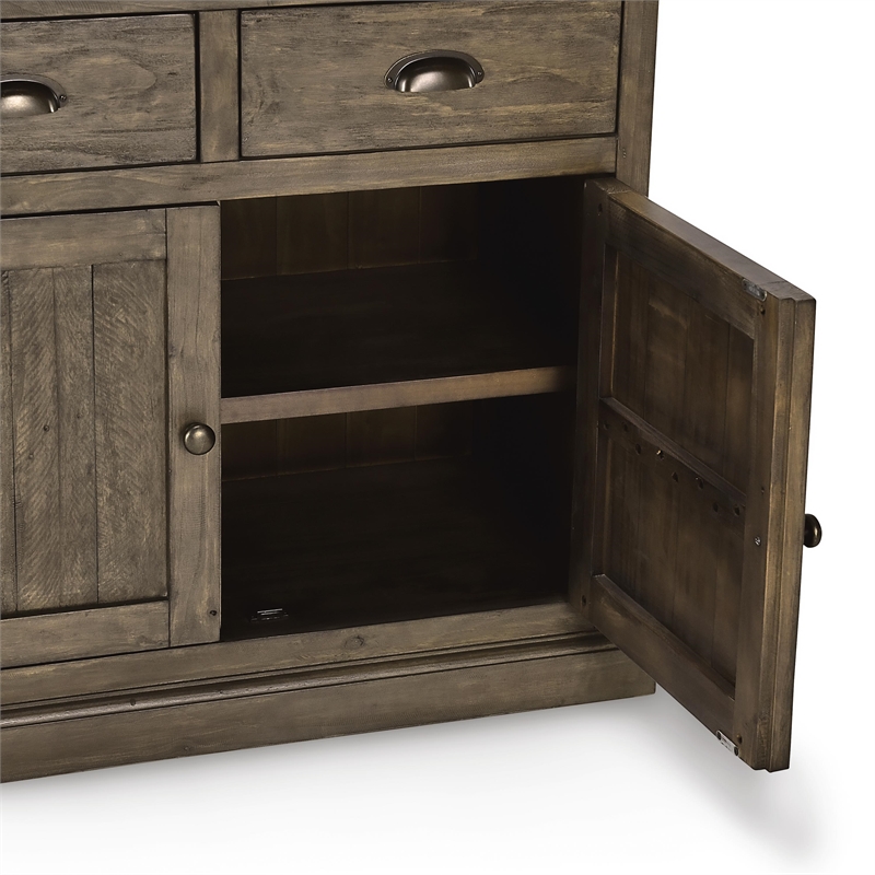 Pemberly Row 4-drawer Reclaimed Pine Wood Sideboard in Weathered Brown
