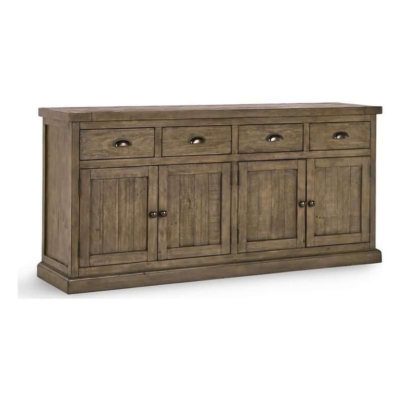 Pemberly Row 4-drawer Reclaimed Pine Wood Sideboard in Weathered Brown