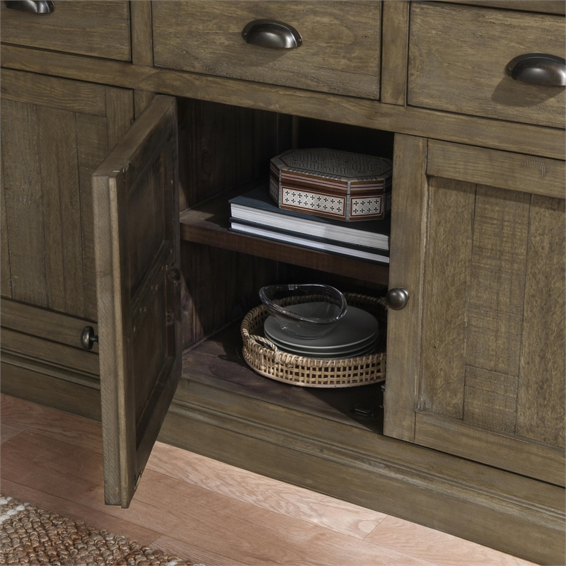 Pemberly Row 4-drawer Reclaimed Pine Wood Sideboard in Weathered Brown