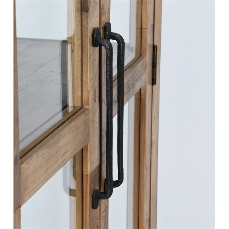 Pemberly Row Transitional Reclaimed Pine Display Cabinet in Natural