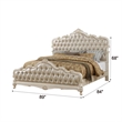 Pemberly Row Eastern King Tufted Faux Leather Bed in Rose Gold and Pearl White