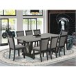 Pemberly Row 9-Piece Wood Dining Set in Dark Gray/Cement/Black