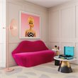 Pemberly Row Contemporary Handmade Hot Pink Finish Velvet Settee