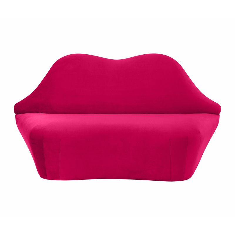 Pemberly Row Contemporary Handmade Hot Pink Finish Velvet Settee
