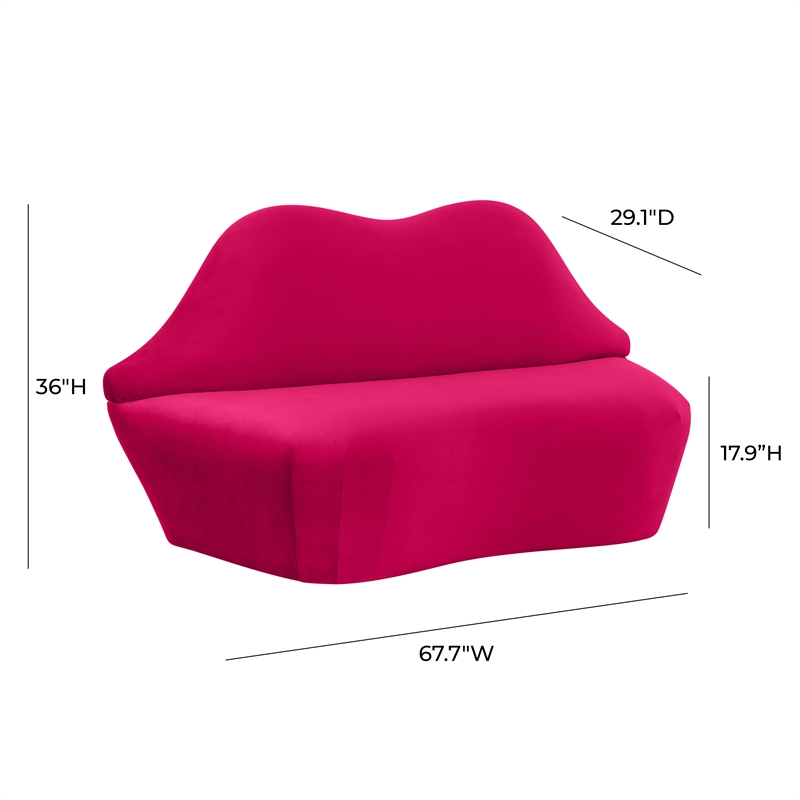 Pemberly Row Contemporary Handmade Hot Pink Finish Velvet Settee