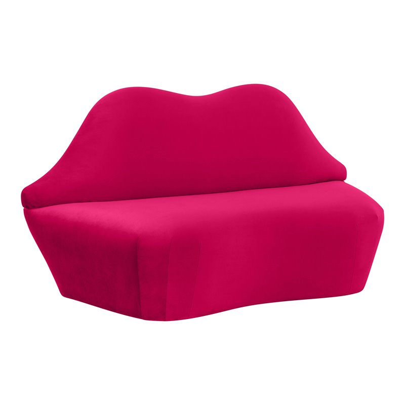 Pemberly Row Contemporary Handmade Hot Pink Finish Velvet Settee