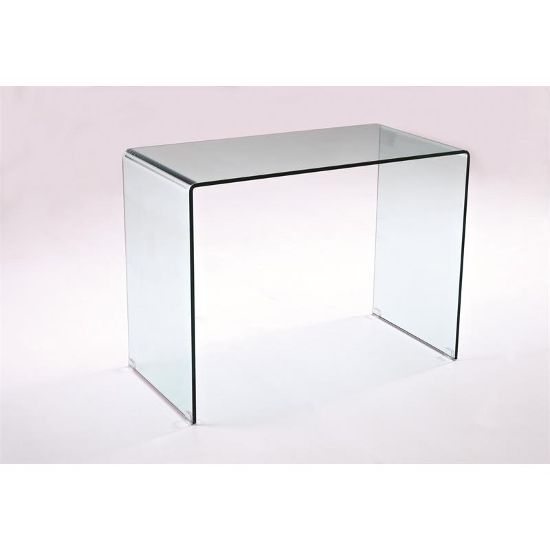 Pemberly Row Contemporary Bent All Glass (Tempered) Computer Desk