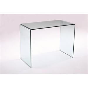 Pemberly Row Contemporary Bent All Glass (Tempered) Computer Desk