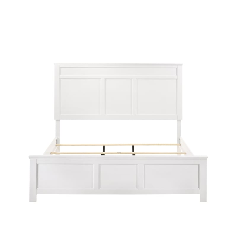 Pemberly Row Contemporary Solid Wood Queen Bed in White Finish