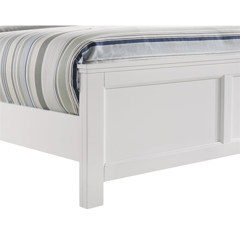 Pemberly Row Contemporary Solid Wood Queen Bed in White Finish