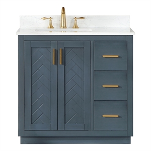 Pemberly Row 36&quot Single Bathroom Vanity Set in Charcoal Blue without Mirror