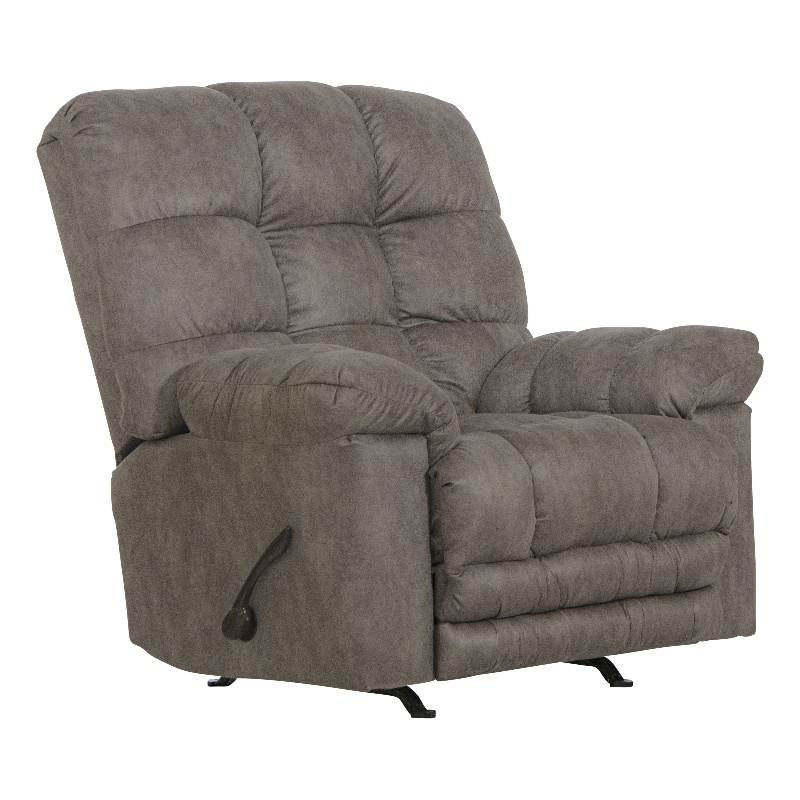 Pemberly Row Oversized Extension Footrest Rocker Recliner in Gray Fabric