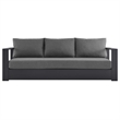 Pemberly Row Modern Powder-Coated Aluminum/Fabric Outdoor Sofa in Charcoal/Gray