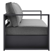 Pemberly Row Modern Powder-Coated Aluminum/Fabric Outdoor Sofa in Charcoal/Gray