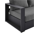 Pemberly Row Modern Powder-Coated Aluminum/Fabric Outdoor Sofa in Charcoal/Gray