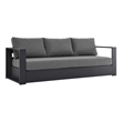 Pemberly Row Modern Powder-Coated Aluminum/Fabric Outdoor Sofa in Charcoal/Gray