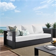 Pemberly Row Modern Powder-Coated Aluminum/Fabric Outdoor Sofa in White/Gray