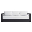 Pemberly Row Modern Powder-Coated Aluminum/Fabric Outdoor Sofa in White/Gray