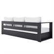 Pemberly Row Modern Powder-Coated Aluminum/Fabric Outdoor Sofa in White/Gray