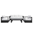 Pemberly Row 4-Piece Fabric/Powder-Coated Aluminum Outdoor Set in White/Gray