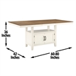 Pemberly Row Contemporary Off White and Honey Brown Wood Counter Table