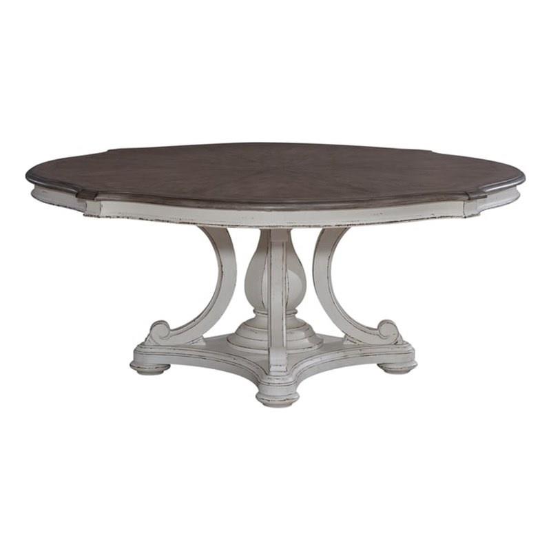 Pemberly Row Magnolia Manor Round Wood Table Set in Antique White