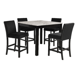 Pemberly Row 5-Piece Faux Marble & Wood Counter Set in Black