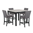 Pemberly Row Contemporary 5-Piece Faux Marble & Wood Counter Set in Gray