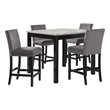 Pemberly Row Contemporary 5-Piece Faux Marble & Wood Counter Set in Gray