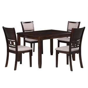 Pemberly Row 48&quot 5-Piece Rectangular Wood Dining Set with 4 Chairs in Cherry