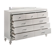 Pemberly Row Contemporary Solid Wood Dresser with 9 Drawers in White