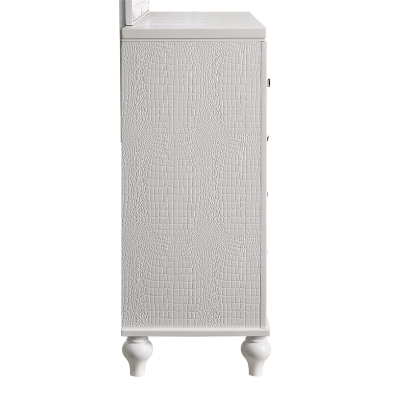 Pemberly Row Contemporary Solid Wood Dresser with 9 Drawers in White